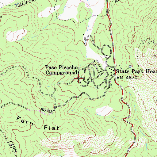 Topographic Map of Paso Picacho Campground, CA