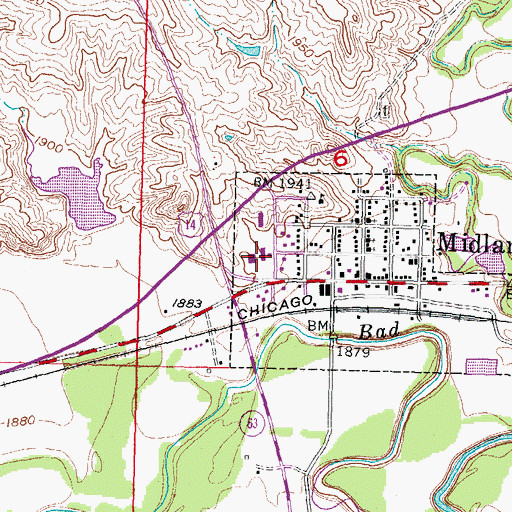 Topographic Map of Midland Elementary School, SD