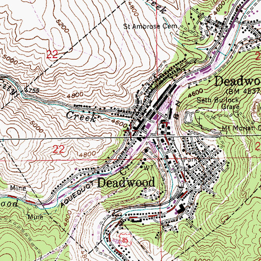 Topographic Map of Lead-Deadwood Elementary School, SD