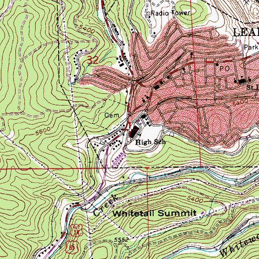 Topographic Map of Lead-Deadwood High School, SD