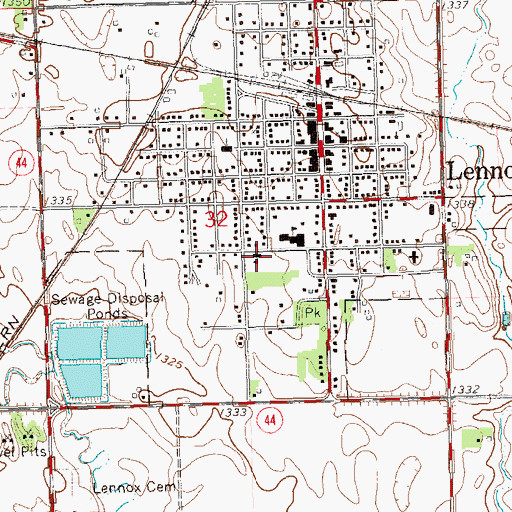 Topographic Map of Lennox Elementary School, SD