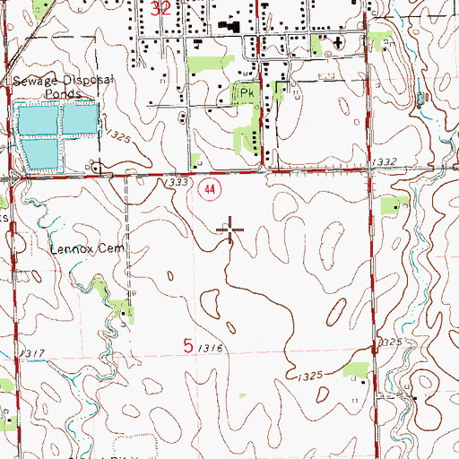 Topographic Map of Lennox High School, SD