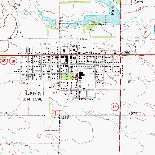 Topographic Map of Leola Elementary School, SD