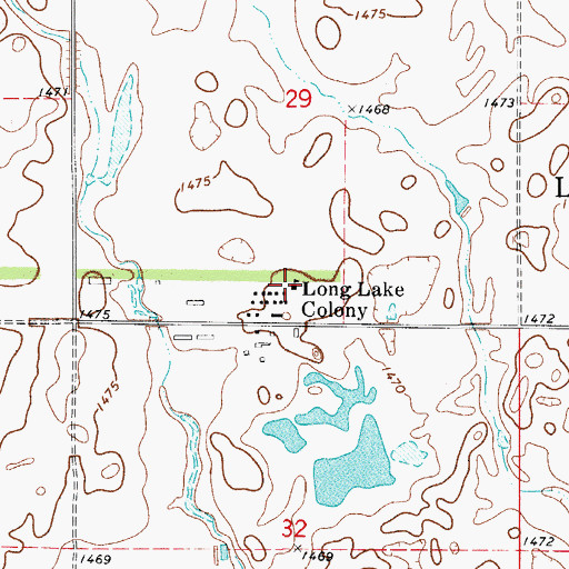 Topographic Map of Long Lake Colony Elementary School, SD