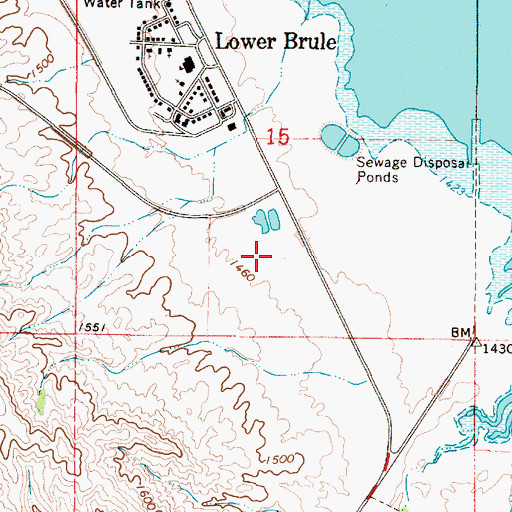 Topographic Map of Lower Brule High School, SD