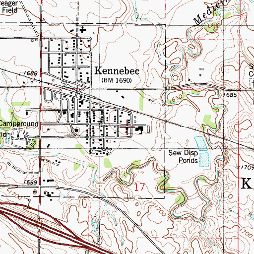Topographic Map of Lyman Middle School, SD