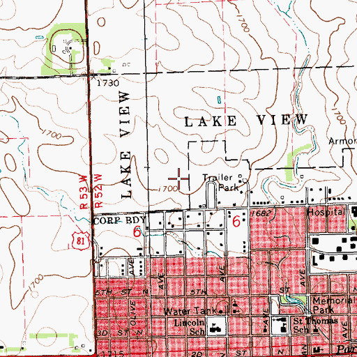 Topographic Map of Madison Elementary School, SD