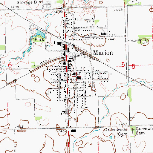 Topographic Map of Marion High School, SD
