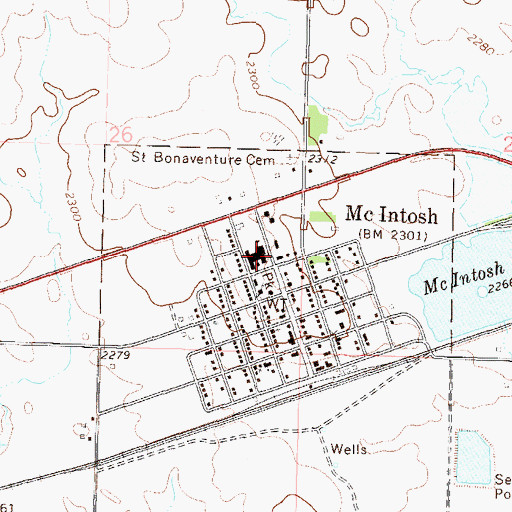 Topographic Map of McIntosh Junior High School, SD