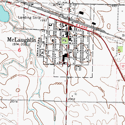 Topographic Map of McLaughlin Middle School, SD