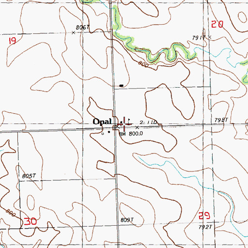 Topographic Map of Opal Elementary School, SD