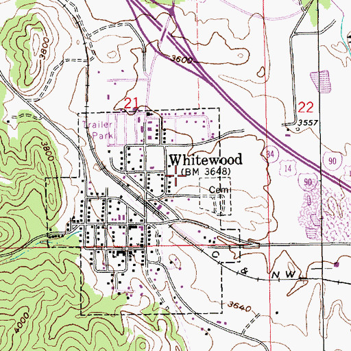 Topographic Map of Whitewood Elementary School, SD