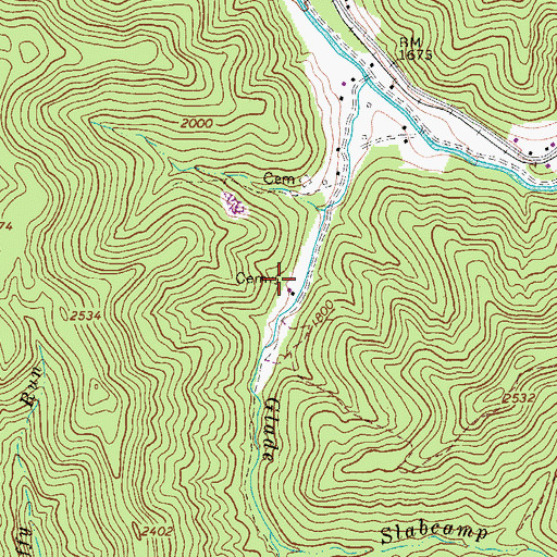 Topographic Map of Glade Run Cemetery, WV