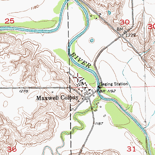 Topographic Map of Maxwell Colony Elementary School, SD