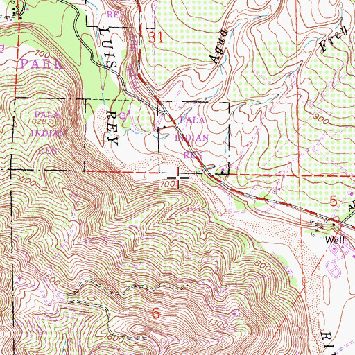 Topographic Map of Pauma Valley, CA