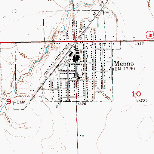 Topographic Map of Menno Elementary School, SD