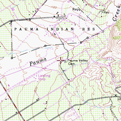 Topographic Map of Pauma Indian Cemetery, CA