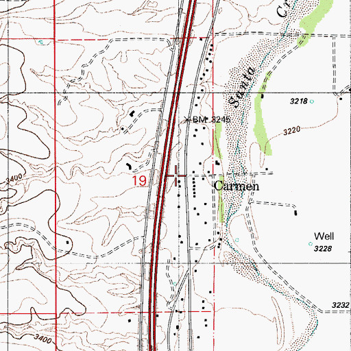 Topographic Map of Carmen, AZ