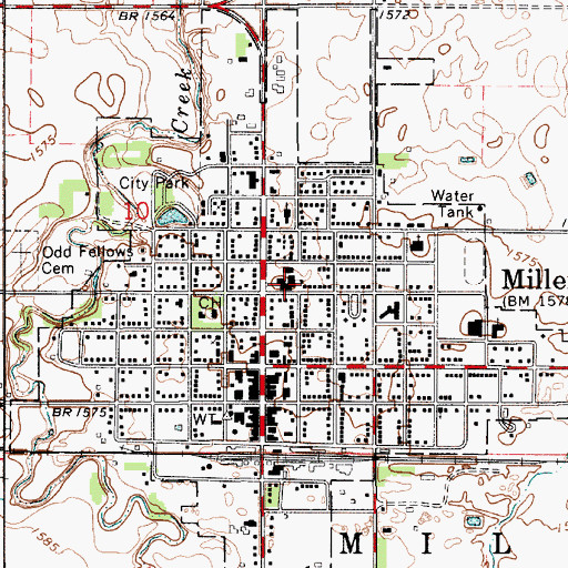 Topographic Map of Miller Elementary School, SD