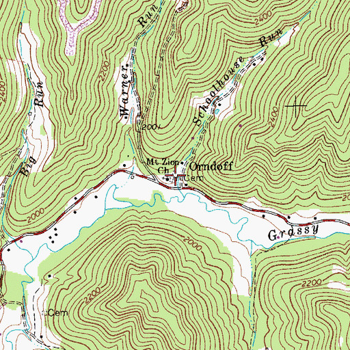 Topographic Map of Mount Zion Cemetery, WV