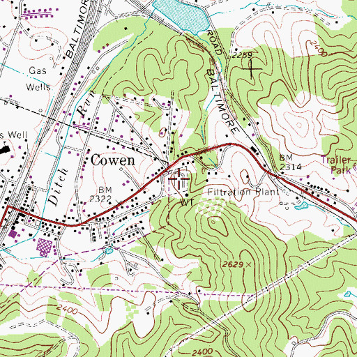 Topographic Map of Oddfellows Cemetery, WV