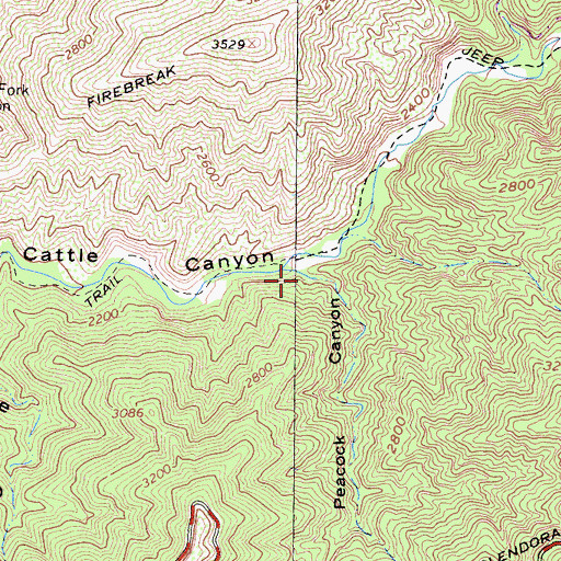 Topographic Map of Peacock Canyon, CA