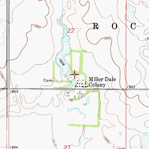 Topographic Map of Millerdale Colony Elementary School, SD