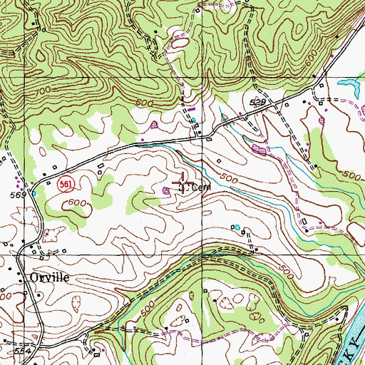 Topographic Map of O'nan-Hardin Cemetery, KY