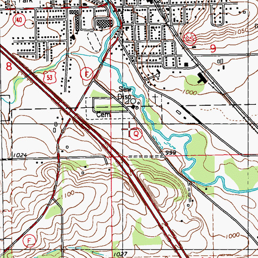 Topographic Map of Bloomer Wastewater Treatment Plant, WI