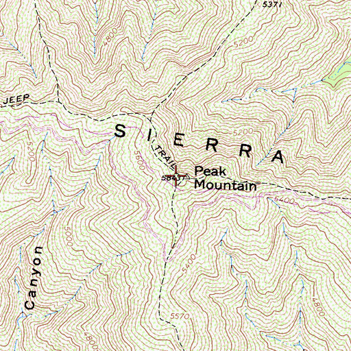 Topographic Map of Peak Mountain, CA