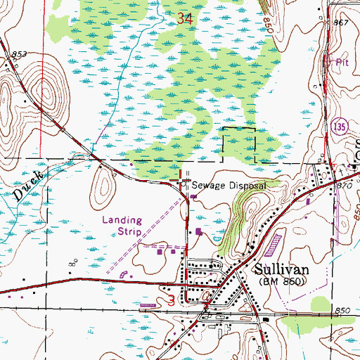 Topographic Map of Sullivan Wastewater Treatment Facility, WI