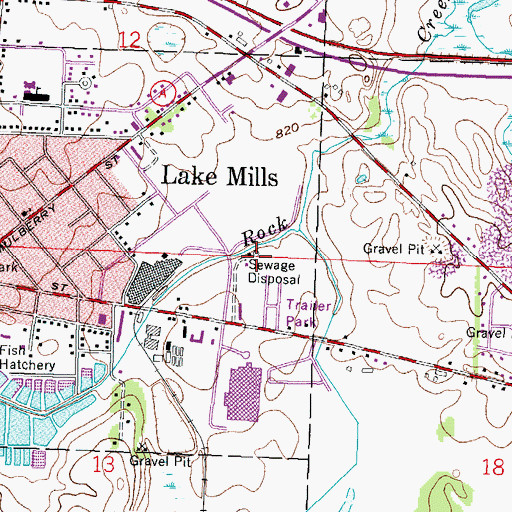 Topographic Map of Lake Mills Wastewater Treatment Plant, WI