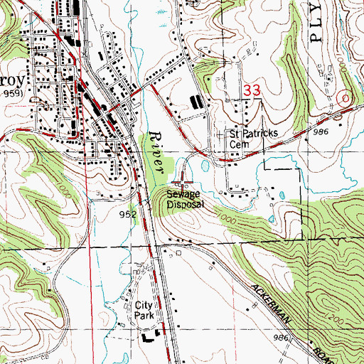 Topographic Map of Elroy Wastewater Treatment Facility, WI