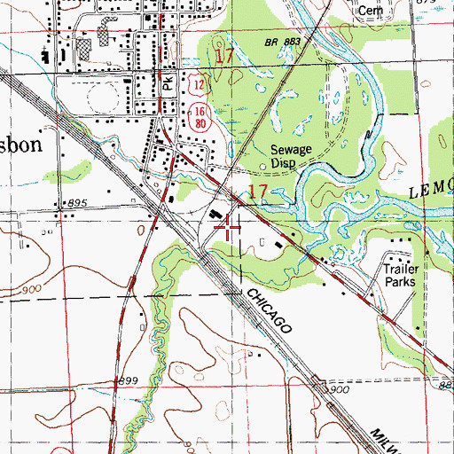 Topographic Map of New Lisbon Wastewater Treatment Plant, WI