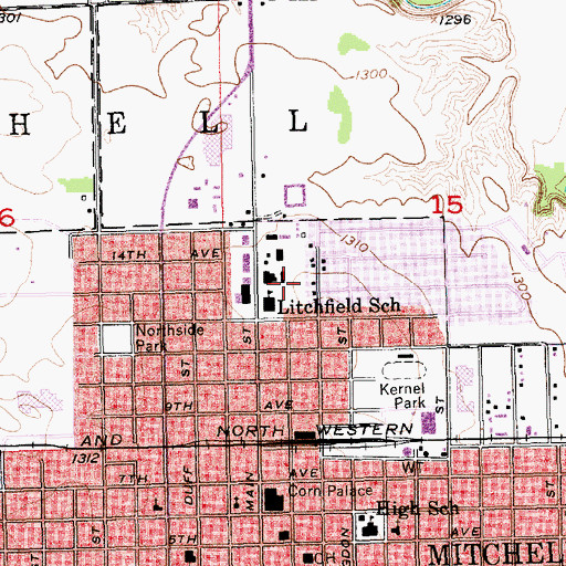 Topographic Map of Gertie Belle Rogers Elementary School, SD