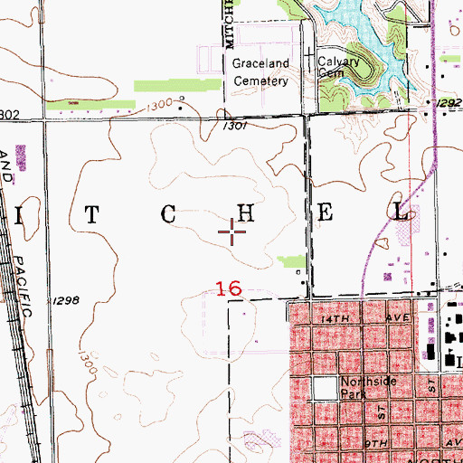 Topographic Map of Mitchell Christian High School, SD