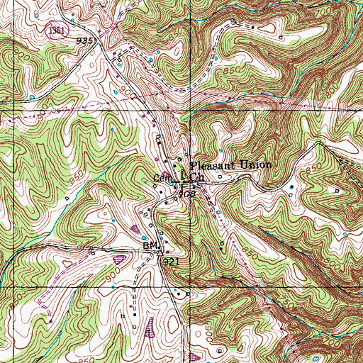 Topographic Map of Vance Cemetery, KY