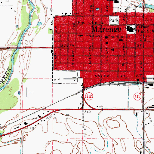 Topographic Map of Marengo Water Treatment Plant, IA