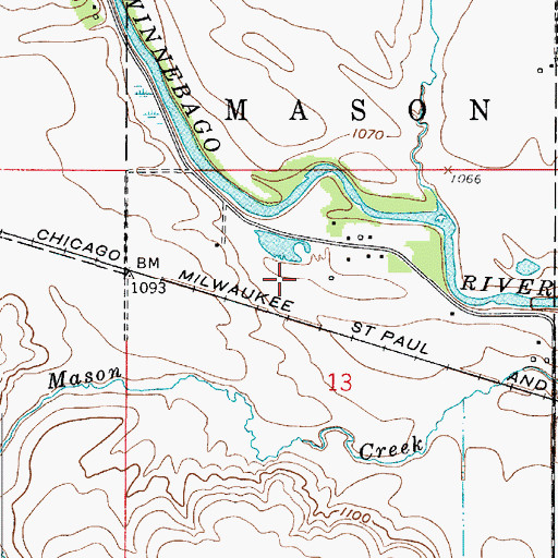 Topographic Map of Mason City Wastewater Plant, IA