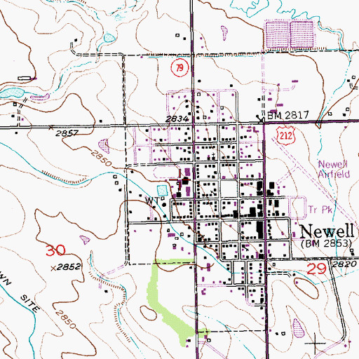 Topographic Map of Newell High School, SD