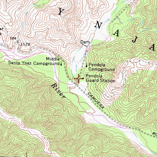 Topographic Map of Pendola Guard Station, CA
