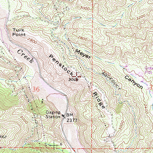 Topographic Map of Penstock Ridge, CA
