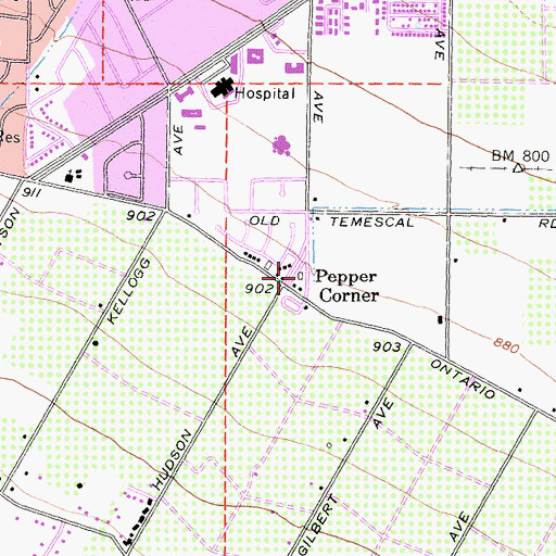 Topographic Map of Pepper Corner, CA