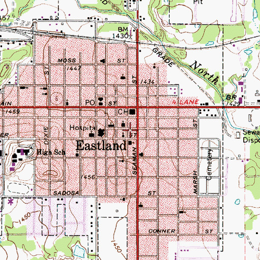 Topographic Map of Alhambra Theater (historical), TX