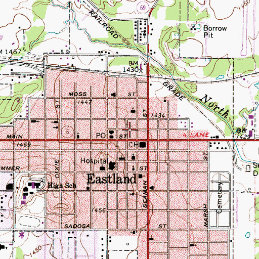 Topographic Map of Princess Theater (historical), TX