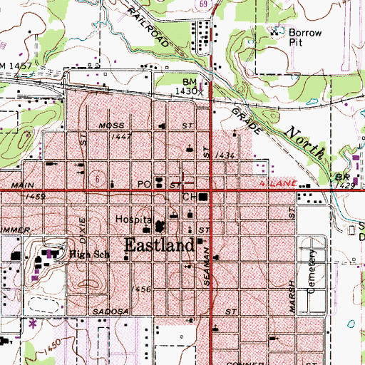 Topographic Map of Majestic Theatre, TX