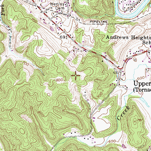 Topographic Map of Tanbark Ridge, WV