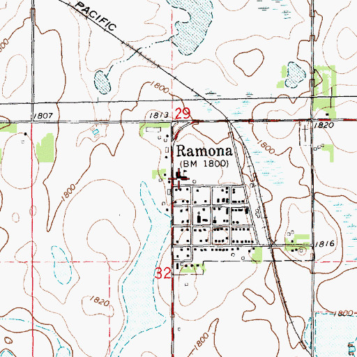 Topographic Map of Oldham-Ramona Junior High School, SD