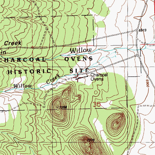 Topographic Map of Ward Charcoal Ovens (historical), NV