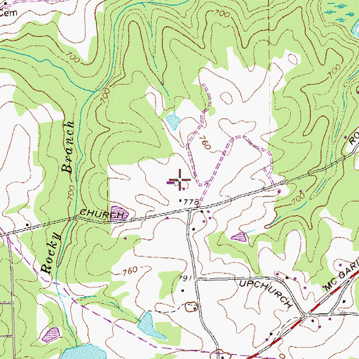 Topographic Map of Southern Belle Farms, GA